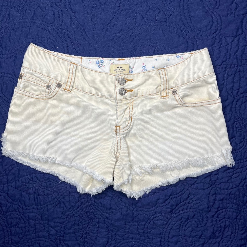 Abercrombie & Fitch Y2K Micro Mini Corduroy Shorts Frayed Hem Low‎ Rise